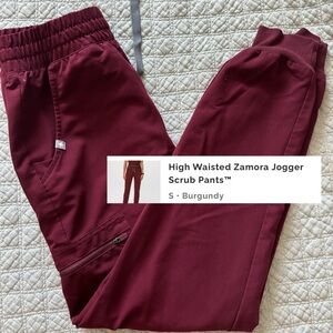 Figs Zamora High waisted joggers, size S, burgundy